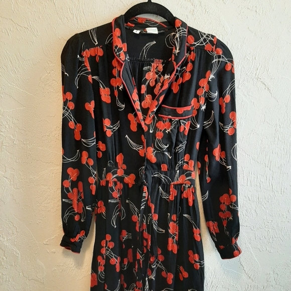 Vintage 70s Cherry 🍒 Wrap Dress 5/XXS - Picture 3 of 12